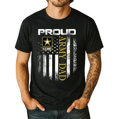 Vintage Proud Army Dad With American Flag Men's Casual T-Shirt - Father's Day Fun