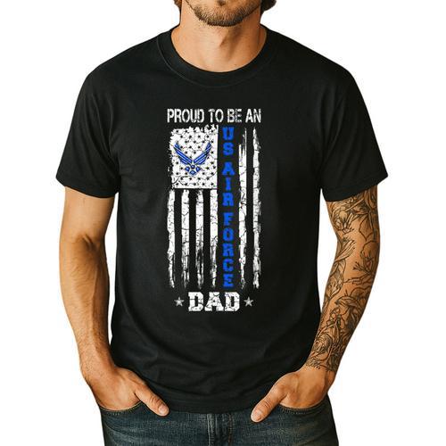 Vintage USA Flag Proud To Be An US Air Force Dad Men's Casual T-Shirt - Father's Day Fun
