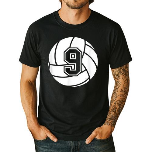 Volleyball Player 9 Volleyball Mom Dad Jersey Number 9 Men's Casual T-Shirt - Father's Day Fun