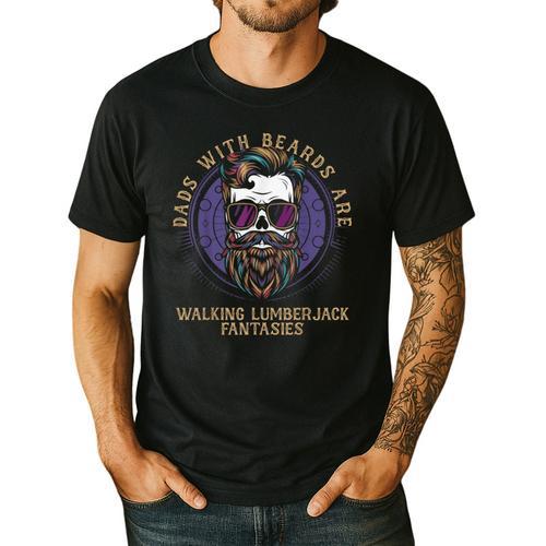 Walking Lumberjack Fantasies Dads With Beards Fantasy Art Men's Casual T-Shirt - Father's Day Fun