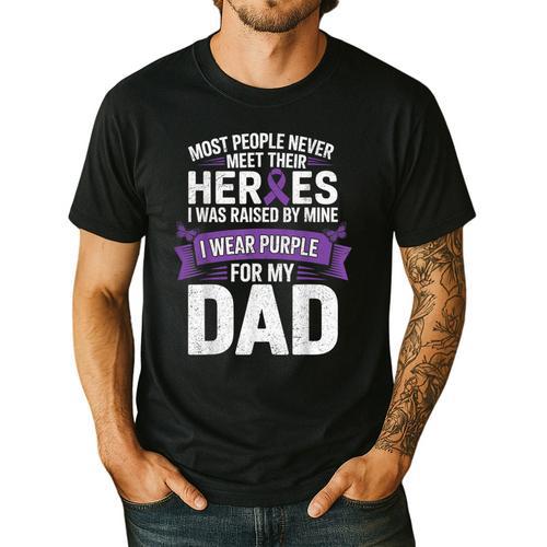 I Wear Purple For My Dad Pancreatic Cancer Support Men's Casual T-Shirt - Father's Day Fun