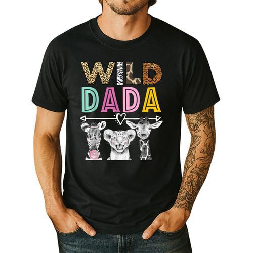 Wild Dada Zoo Theme Birthday Safari Jungle Matching Party Men's Casual T-Shirt - Father's Day Fun