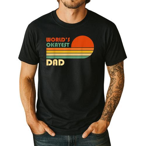 World's Okayest Dad Father Retro Vintage Men's Casual T-Shirt - Father's Day Fun