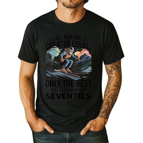 Only The Best Still Go Skiing In Their Seventies Men Dad Men's Casual T-Shirt - Father's Day Fun