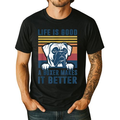 Boxer Dog For Men Women Boxer Dog Dad Mom Small Men's Casual T-Shirt - Father's Day Fun