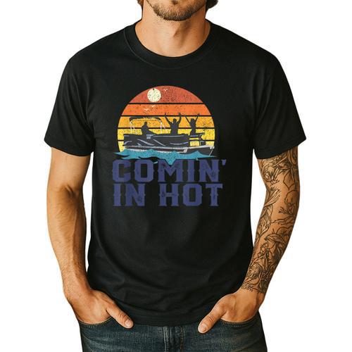 Comin In Hot Pontoon Boat Boating Lake For Dad Small Men's Casual T-Shirt - Father's Day Fun