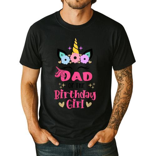 Dad Of The Birthday Girl Family Matching Unicorn Birthday Men's Casual T-Shirt - Father's Day Fun