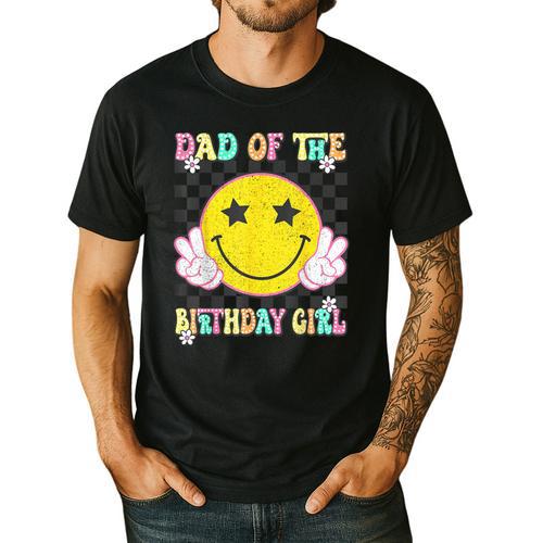 Dad Of The Birthday Girl Retro Family Matching Party Bday Men's Casual T-Shirt - Father's Day Fun