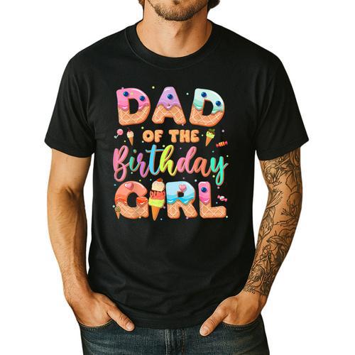 Dad Of The Birthday Ice Cream Family Matching Party Men's Casual T-Shirt - Father's Day Fun
