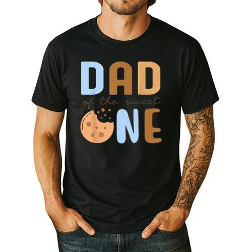 Dad Of The Sweet One Cookies And Milk 1st Birthday Party Men's Casual T-Shirt - Father's Day Fun