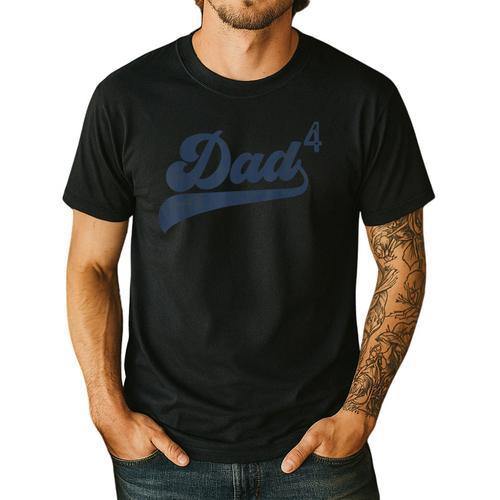 Dad4 Daddy Of 4 Kids Father Of Four Fourth Time Dad Men's Casual T-Shirt - Father's Day Fun