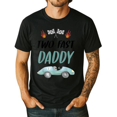 Daddy Dad 2nd Birthday Two Fast Race Car Second Bday Party Men's Casual T-Shirt - Father's Day Fun