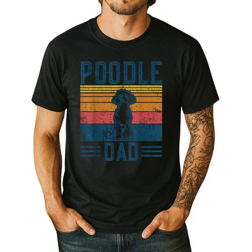 Dog Dad Vintage Poodle Dad Men's Casual T-Shirt - Father's Day Fun