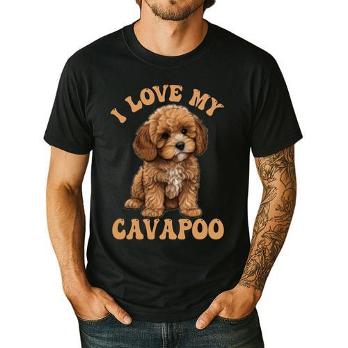 I Love My Cavapoo For Mom Dad Kids Men's Casual T-Shirt - Father's Day Fun