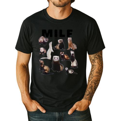 MILF Man I Love Ferrets Ferret Mom Dad Ferret Owner Men's Casual T-Shirt - Father's Day Fun