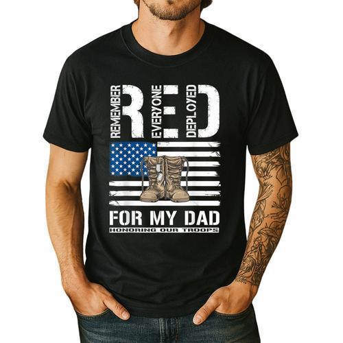 RED Friday For My Dad Military Veteran Deployed Men's Casual T-Shirt - Father's Day Fun