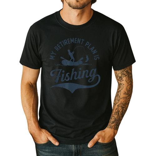 My Retirement Plan Is Fishing Fishermen Dad Grandpa Men's Casual T-Shirt - Father's Day Fun