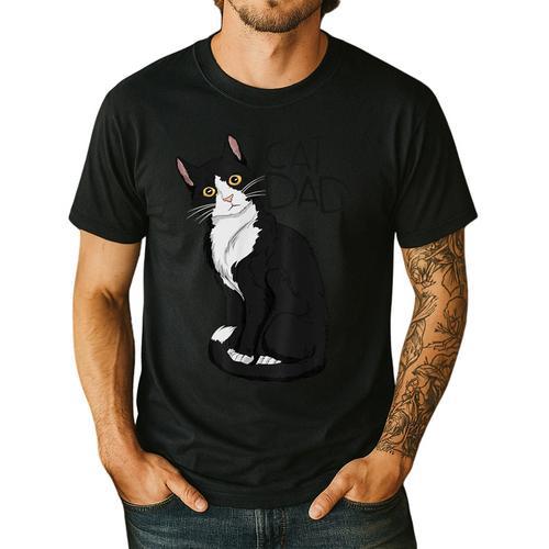 Tuxedo Cat Dad Cat Dad Tuxedo Cat Dad Men's Casual T-Shirt - Father's Day Fun