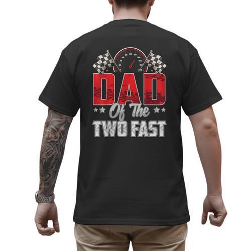 2 Year Old Racing Car Two Fast Birthday 2nd Family Dad Men's Back Print T-Shirt - Father's Day Fun