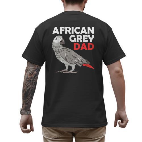 African Grey Parrot Dad Congo Bird Father Men's Back Print T-Shirt - Father's Day Fun