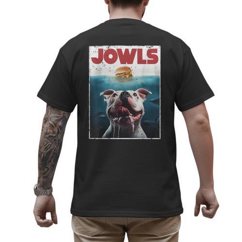 American Bulldog Jowls Burger Bully Dog Mom Dog Dad Men's Back Print T-Shirt - Father's Day Fun