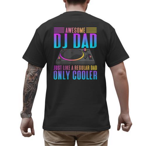 Awesome DJ Dad DJ Music Men's Back Print T-Shirt - Father's Day Fun