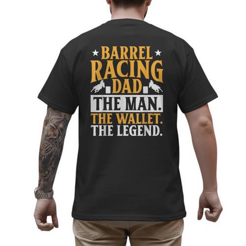 Barrel Racing Dad Horse Barrel Racer Men's Back Print T-Shirt - Father's Day Fun