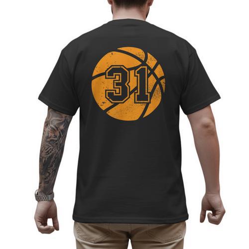 Basketball Player 31 Basketball Mom Dad Jersey Number 31 Men's Back Print T-Shirt - Father's Day Fun