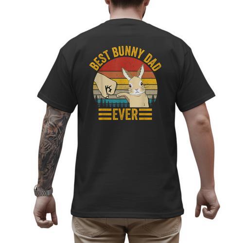 Best Bunny Dad Ever Rabbit Lover Father Pet Rabbit Men's Back Print T-Shirt - Father's Day Fun