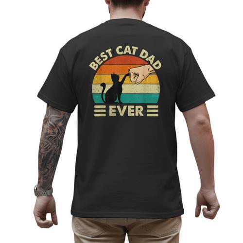 Best Cat Dad Ever Cat Lover Kitten Owner Kitty Men's Back Print T-Shirt - Father's Day Fun