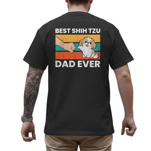 Best Shih Tzu Dad Ever Shih Tzu Men's Back Print T-Shirt - Father's Day Fun