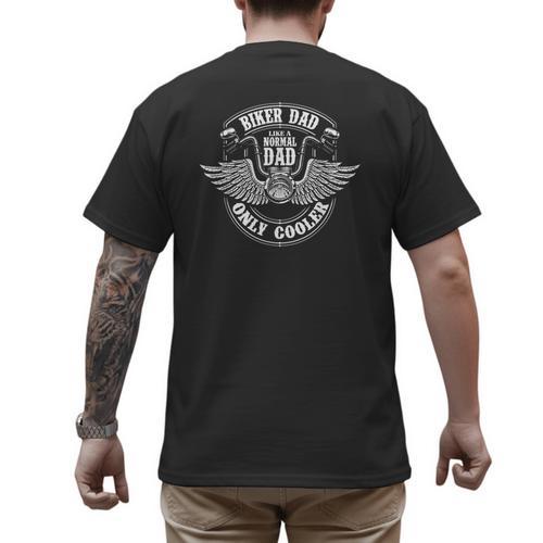Biker Dad Like A Normal Dad Only Cooler Motorcycle Biker Men's Back Print T-Shirt - Father's Day Fun