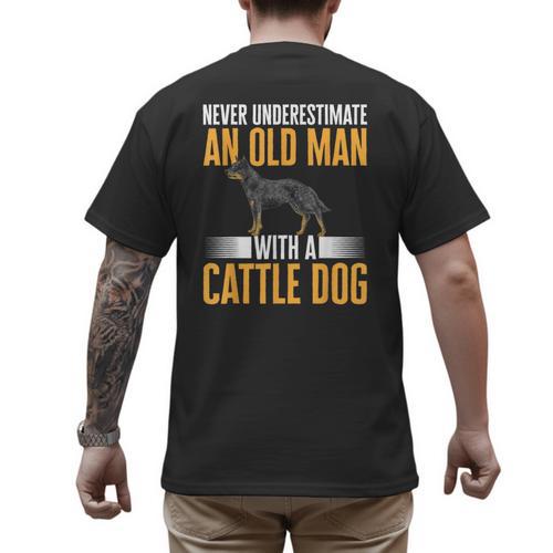 Blue Heeler Dad Australian Cattle Dog Men Men's Back Print T-Shirt - Father's Day Fun