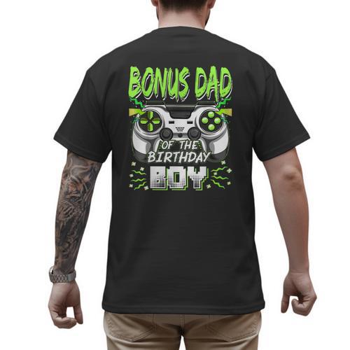 Bonus Dad Of The Birthday Boy Video Game Bday Party Men's Back Print T-Shirt - Father's Day Fun