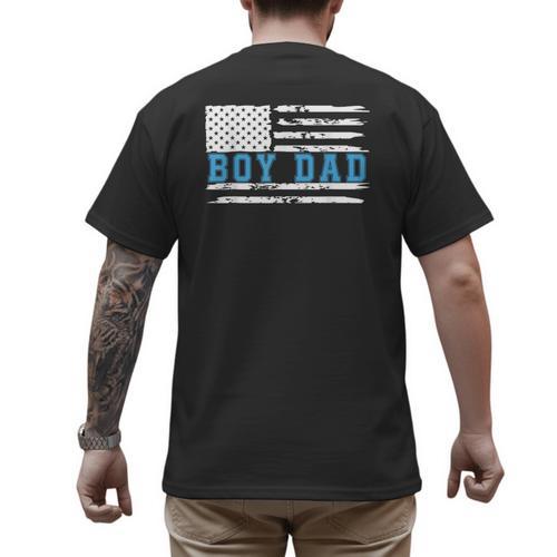Boy Dad Proud Dad Of Boy Father Of Boy Shirt For Dad US Flag Men's Back Print T-Shirt - Father's Day Fun