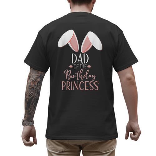 Bunny Dad Of The Birthday Princess Matching Family Men's Back Print T-Shirt - Father's Day Fun