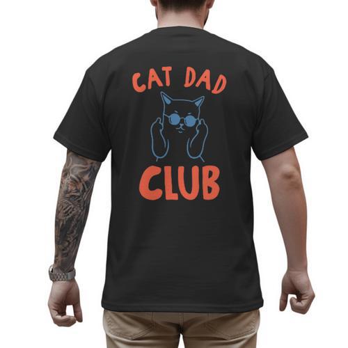 Cat Dad Club Life Is Better With Cats Retro Cat Dad Men's Back Print T-Shirt - Father's Day Fun