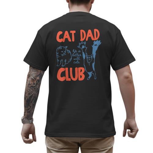 Cat Dad Club Life Is Better With Cats Cat Dad Retro Men's Back Print T-Shirt - Father's Day Fun