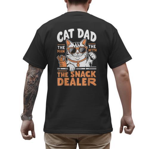 Cat Dad The Man The Myth The Snack Dealer Men's Back Print T-Shirt - Father's Day Fun