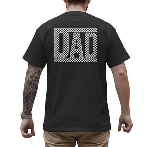 Checkered Racing Birthday Party Matching Family Race Car Dad Men's Back Print T-Shirt - Father's Day Fun