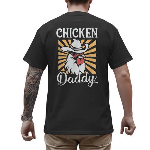 Chicken Daddy Vintage Poultry Farmer Fathers Day Men's Back Print T-Shirt - Father's Day Fun