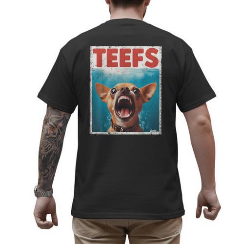 Chihuahua Teefs Top Teeth Chi Jowls Paws Dog Mom Dad Men's Back Print T-Shirt - Father's Day Fun