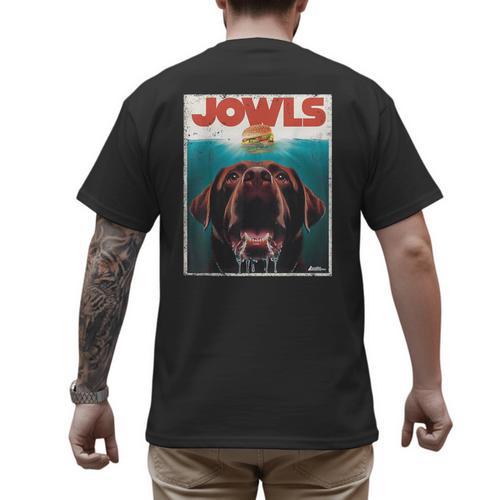 Chocolate Lab Jowls Labrador Retriever Dog Mom Dad Men's Back Print T-Shirt - Father's Day Fun