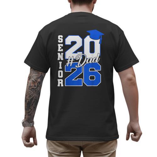 Class Of 2026 Dad Proud Dad Of A 2026 Senior Graduate Men's Back Print T-Shirt - Father's Day Fun