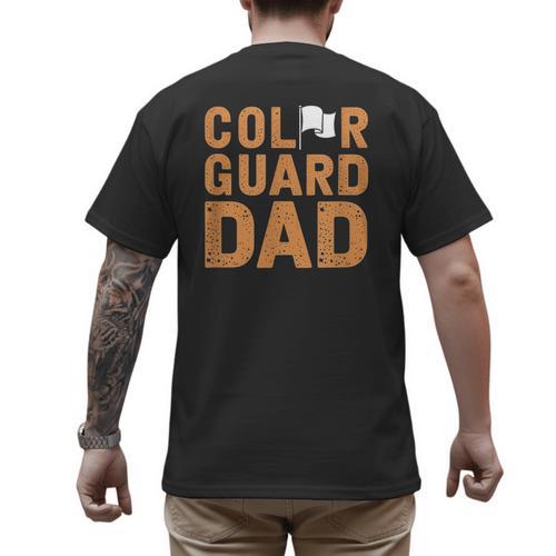 Color Guard Dad Flag Flipping Father Men's Back Print T-Shirt - Father's Day Fun