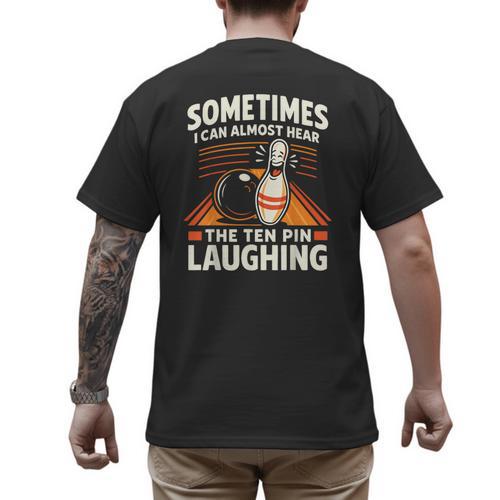 Cool Bowling Men Dad Bowler Fun Crazy Best Bowling Men's Back Print T-Shirt - Father's Day Fun