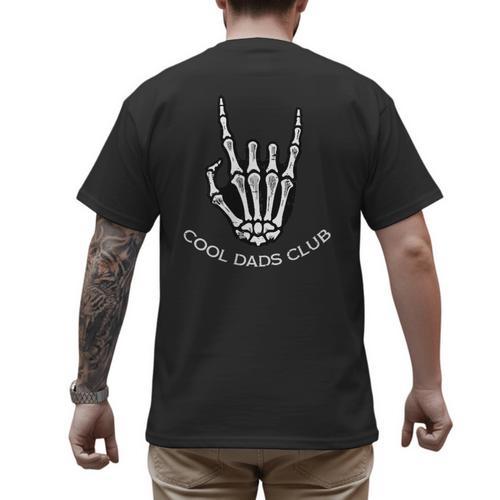 Cool Dads Club Skeleton Rock Pocket Fathers Day Rocker Hand Men's Back Print T-Shirt - Father's Day Fun