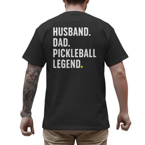 Cool Pickleball For Men Husband Dad Legend Pickleball Player Men's Back Print T-Shirt - Father's Day Fun