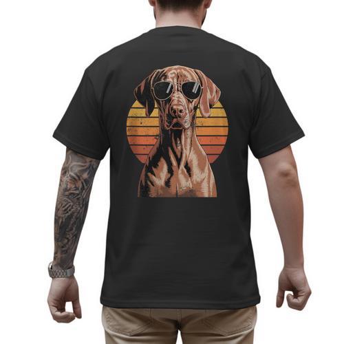 Cool Retro Vizsla Dog Mom Dad Vintage Pet Lovers Men's Back Print T-Shirt - Father's Day Fun