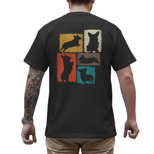 Corgi Dad Mom Vintage Collage Dog Owner Men's Back Print T-Shirt - Father's Day Fun